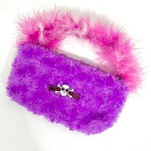 Purple Fluffy Skull Handbag